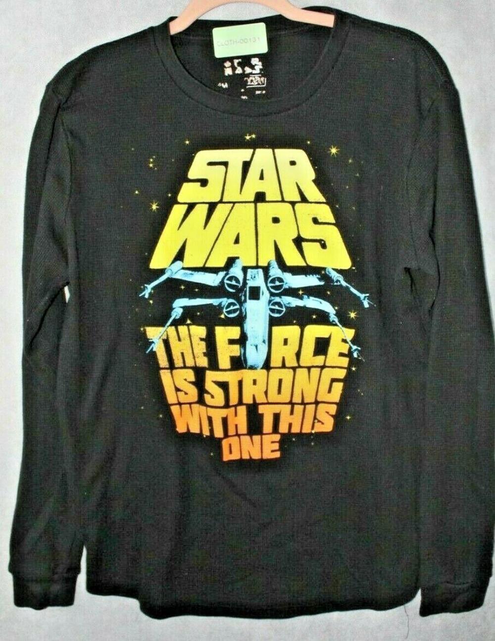 Star Wars Shirt Mens M/L Black Long Sleeve Graphic Crewneck Cotton Tagless